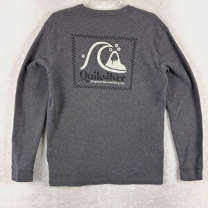 VTG Quiksilver Shirt Mens M Gray Waffle Knit Thermal Preppy Surf Skate Beach Y2K